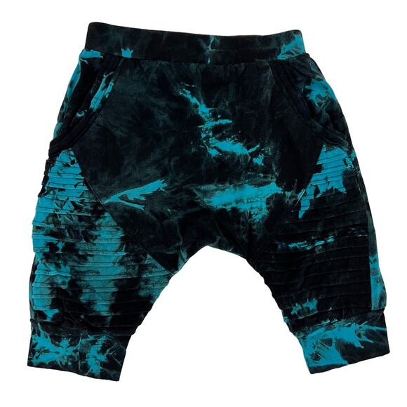 Posh Kiddos Black & Blue Tie Dye Biker Shorts Size 6 - Picture 1 of 3